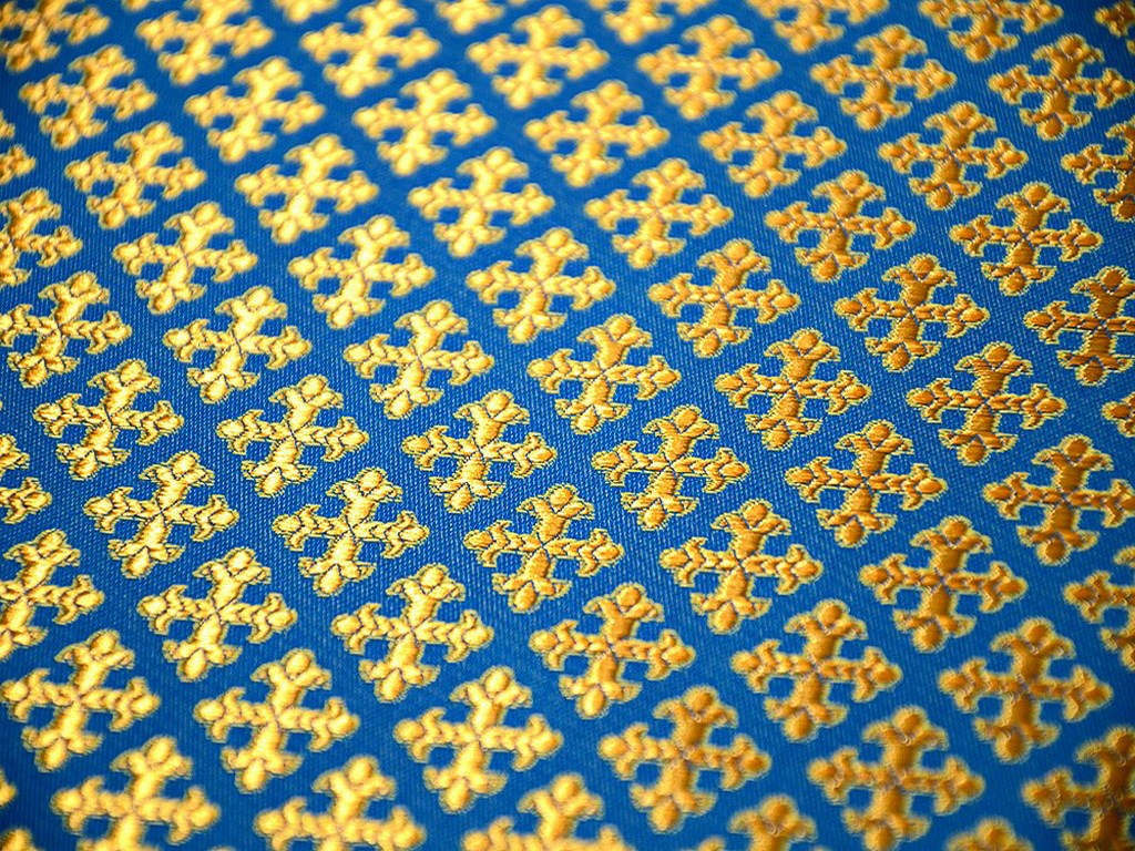 Крест полиставрий синий шелк с золотом Krest-polistavrii-sinii