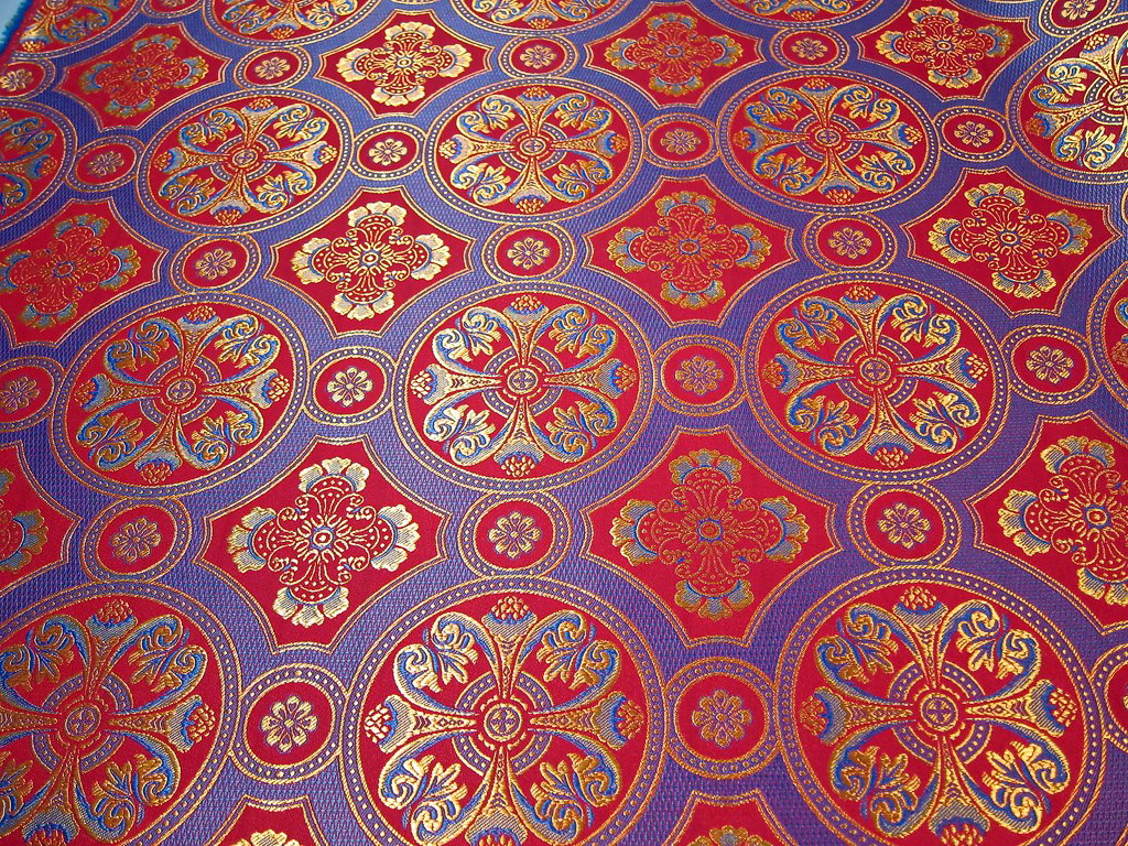 Византия красно-синяя шелк с золотом